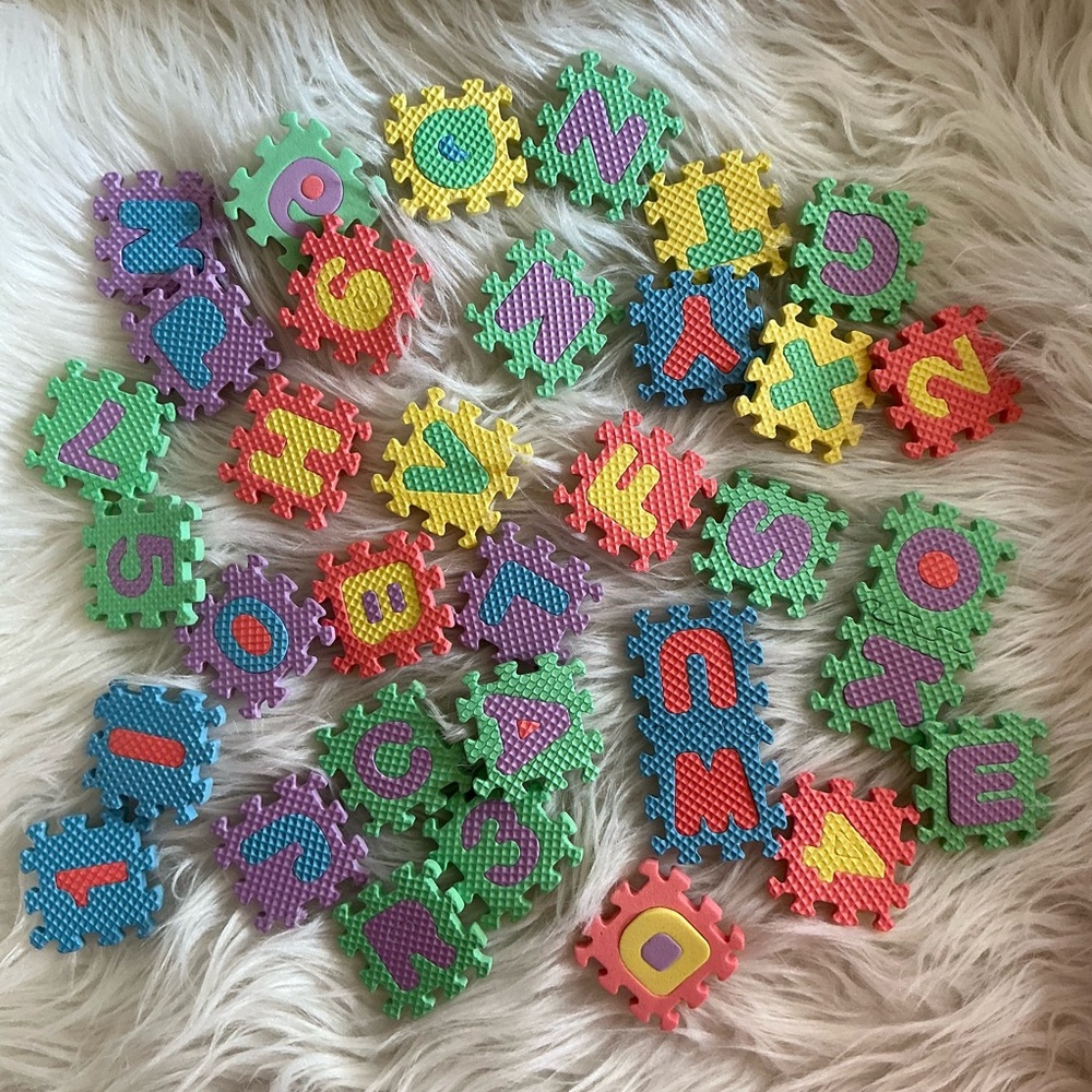 Mini foam letters +numbers for toddler/kids